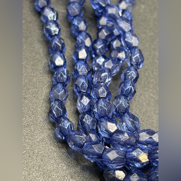 Multi Strand Blue Beaded Faux Gemstone Pendant Choker Necklace, Jewelry Gifts - Picture 7 of 12